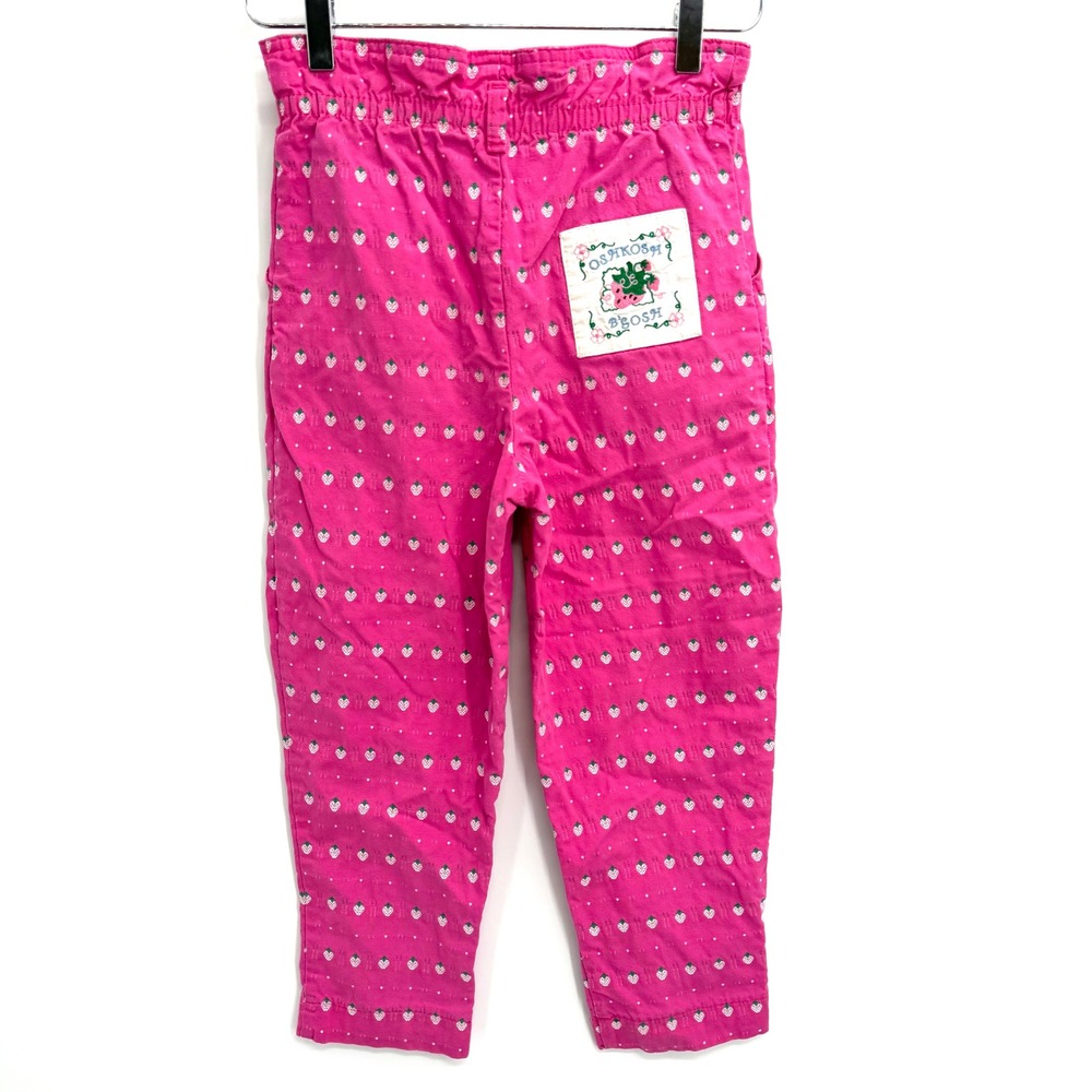 Vintage OshKosh Bgosh Strawberry Print Pants Girl Size 6 Pink Cotton Made in USA